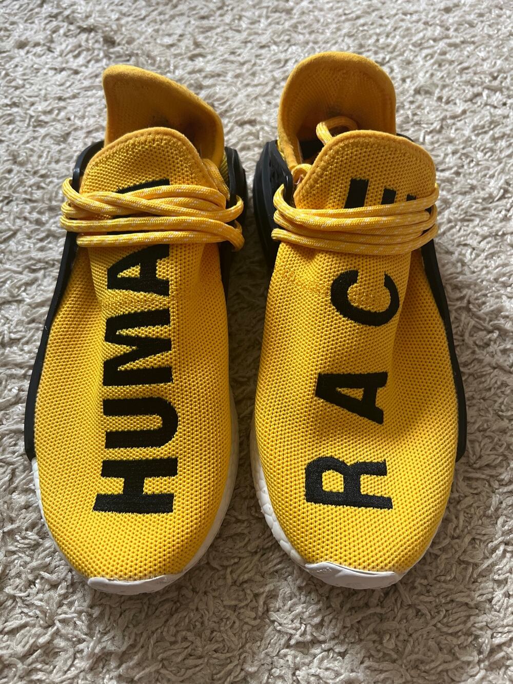 adidas Pharrell Williams NMD Hu Human Race Yellow Running Shoes Men's 7.5